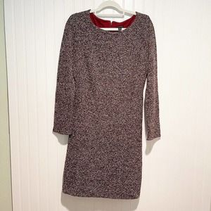 Ann Taylor Burgundy Sparkle Tweed Sheath Dress Size 8